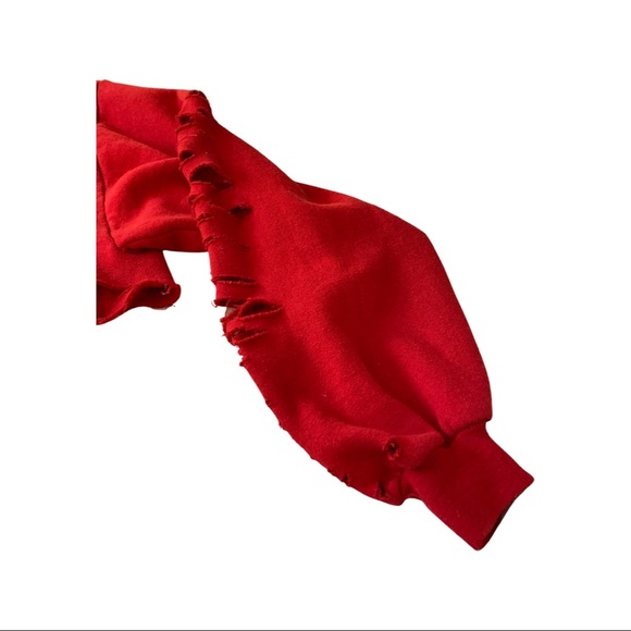 LF Furst of a Kind Red Distressed Cropped Sweatshirt 8 (22) - Picture 4 of 4